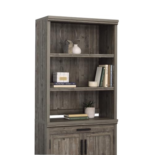 2-Shelf Office Storage Hutch in Pebble Pine Finish