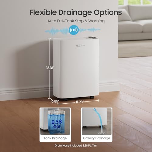34 Pint Dehumidifier for Basement with Drain Hose & 4 Modes