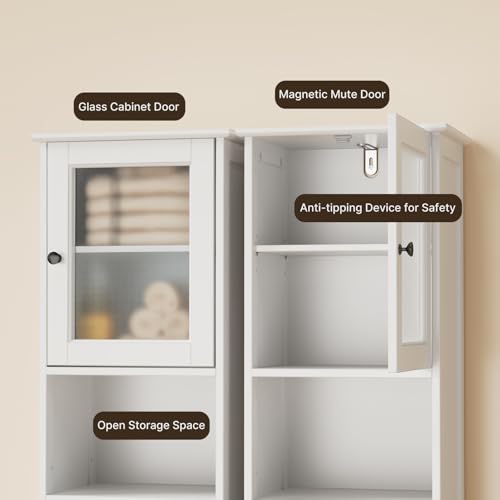 2-Piece Bathroom Storage Cabinet Set, Freestanding Linen Tower & Floor Organizer
