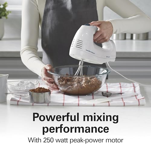 6-Speed Electric Hand Mixer with Snap-On Storage Case, 250W Motor