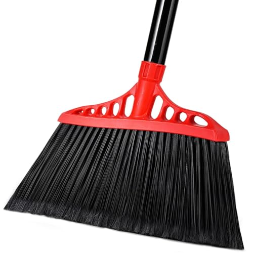 Heavy Duty Commercial Indoor & Outdoor Broom with 55" Handle, Stiff Bristles