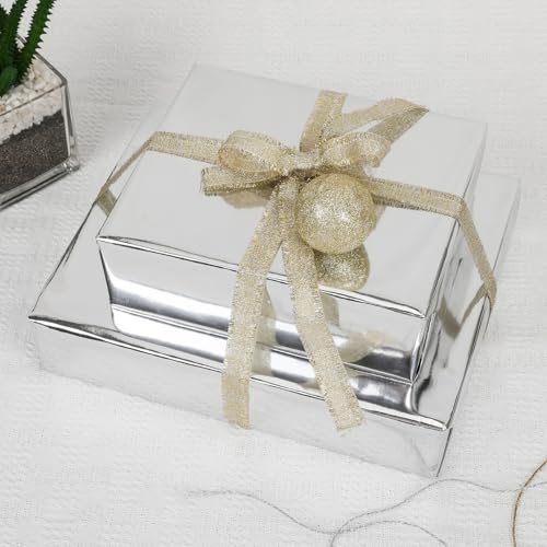 NESCCI Silver Wrapping Paper Roll - Metallic Gift Paper, 10m
