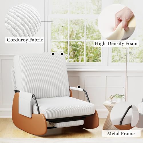 Modern Upholstered Glider Rocking Chair with Recline and Footrest