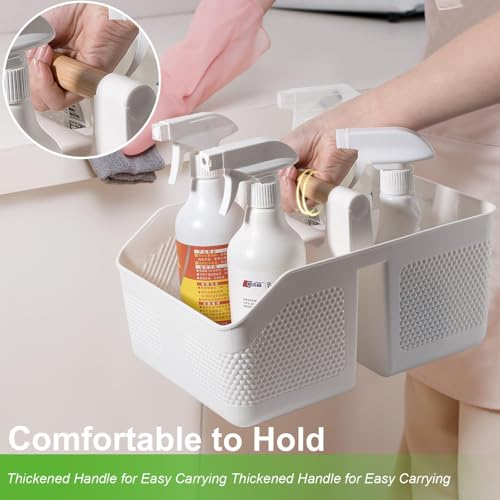 Portable Shower Caddy with Bamboo Handle - Large Plastic Bathroom Organizer