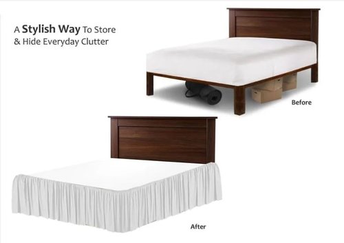 SlumberWell Queen Bed Skirt with Split Corners, Soft Microfiber, 12 Inch Drop, White Solid, Elegant Ruffled Design