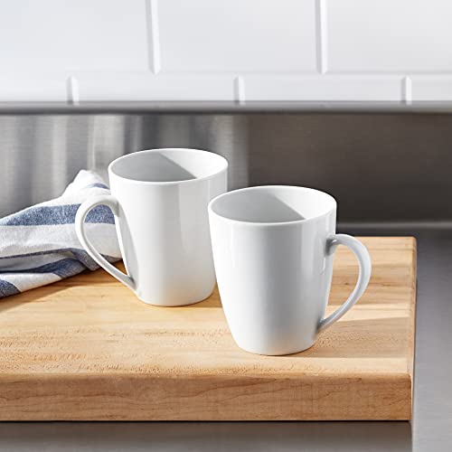 Porcelain Coffee Mugs Set - 12 oz Microwave & Oven Safe White Cups