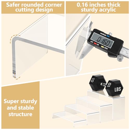 10-Piece Clear Acrylic Display Risers, Tiered Shelf Organizer for Decor