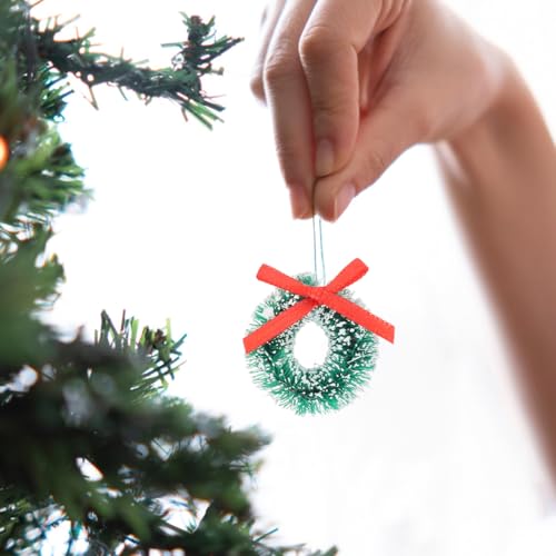 24 Pack Mini Christmas Wreaths - 1.18in Hanging Craft Wreaths for Dollhouses & Decor