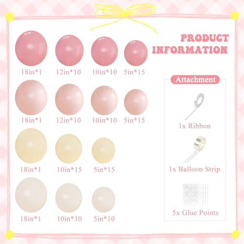 Pink and Yellow Balloon Arch Kit - 124Pcs Pastel Party Garland