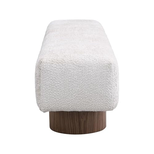 64-Inch Boucle Upholstered Dining Bench, Modern Rectangular Ottoman Seat