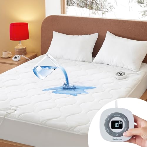 Waterproof Heated Mattress Pad Queen - Cotton Top Electric Bed Warmer