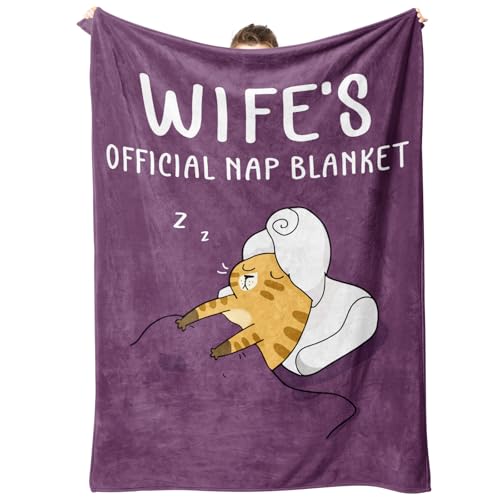 80x60 Inch Purple Wife Nap Blanket - Cozy Gift for Wife from Husband Birthday Christmas