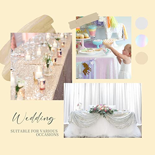 Silver 156 x 90 Inch Sequin Tablecloth - Rectangular Sparkle Party Wedding Cover by SoarDream