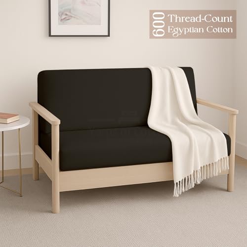 Twin XL Armless Futon Cover - 100% Cotton, Machine Washable, Black