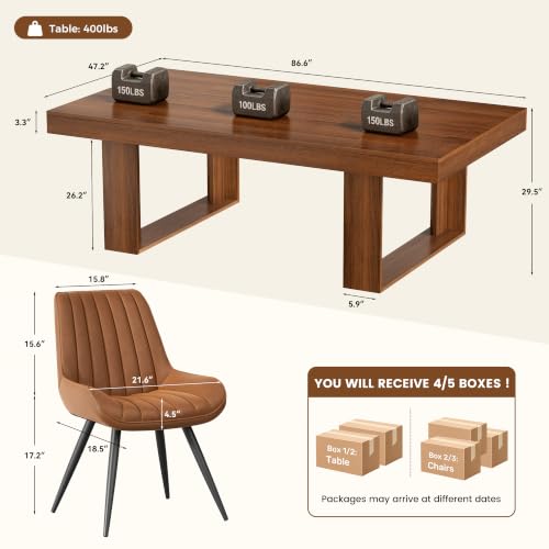 7-Piece Modern Farmhouse Dining Table Set with 6 Upholstered Chairs