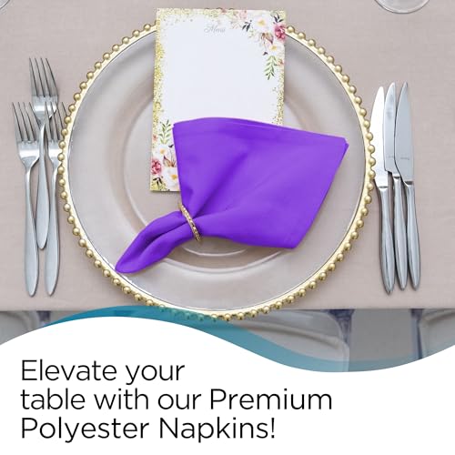 Purple 50-Count 20x20 In Polyester Cloth Napkins - Leading Linens, Variation Purple/50