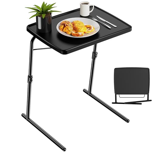 Adjustable Folding TV Tray Table for Eating and Laptop, Large Portable Desk