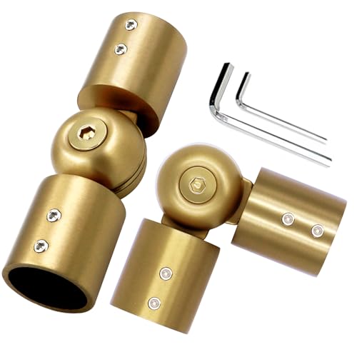 Adjustable Corner Curtain Rod Connector for 1-Inch Rods, Gold (Set of 2)