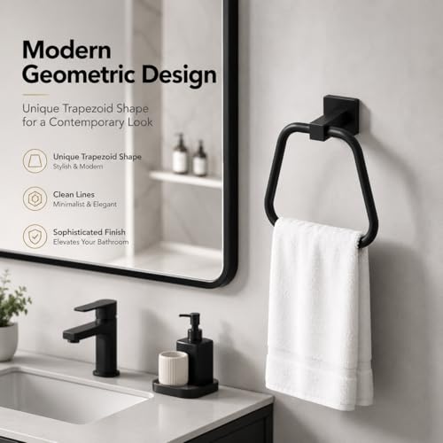 Matte Black Towel Ring - Wall Mount 304 Stainless Steel Hand Towel Holder
