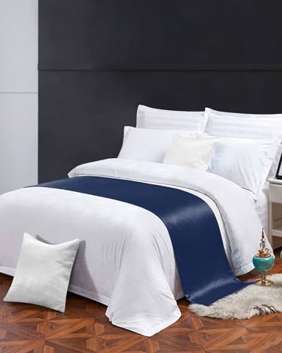 DecorLovee Navy Blue King Size Bed Runner, Modern Decorative Bed Scarf