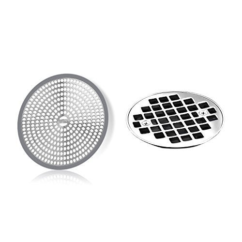 Stainless Steel Shower Drain Hair Catcher with Silicone Edge