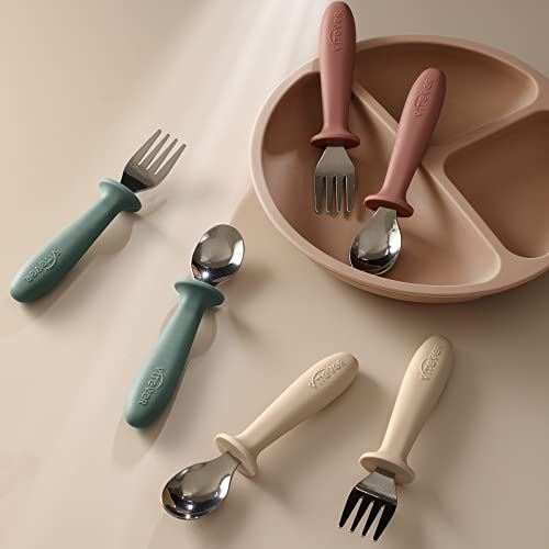 Toddler Utensils 6-Piece Kids Silverware Set with Silicone Handle