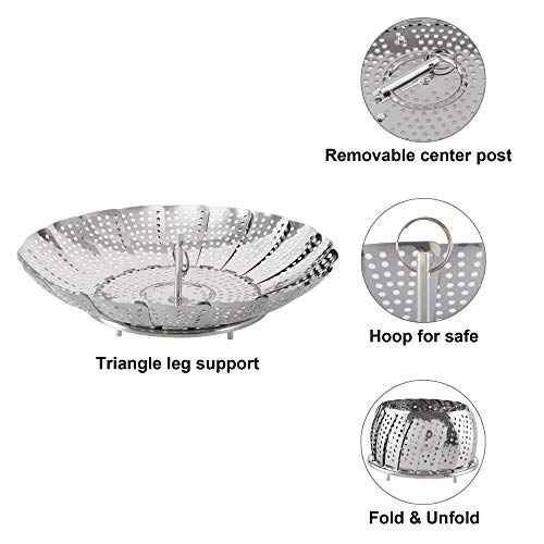 Stainless Steel Vegetable Steamer Basket - Expandable 5.5 to 9.3 Inch