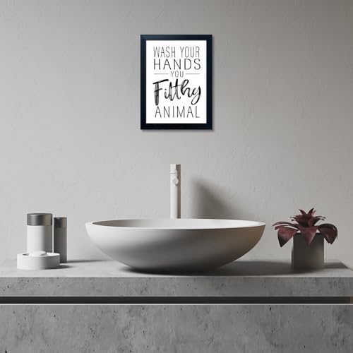 Boswaydeco Black and White Bathroom Wall Art Quotes Framed Canvas Sign 8x10