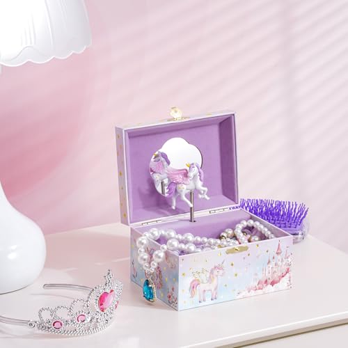 Musical Unicorn Jewelry Box for Girls with Spinning Figurine