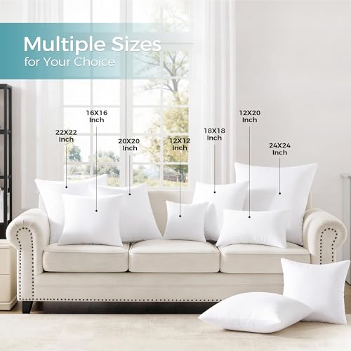Puredown 12x20 Throw Pillow Insert - Fluffy Down Alternative Cushion Form