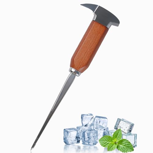 Long Stainless Steel Ice Pick with Wood Handle - Bar & Kitchen Ice Breaking Tool