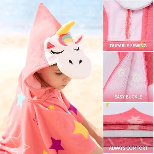 Joiedomi Kids Hooded Beach Towel Poncho - Quick Dry Microfiber, 30x30
