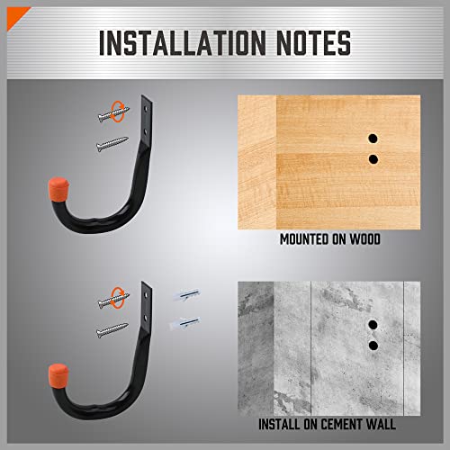 6-Pack Heavy Duty Metal Wall Hooks for Garage Storage and Organization