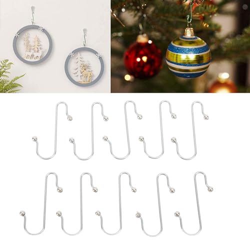 Syrisora 100 Pcs Stainless Steel S Shape Ornament Hooks for Christmas Tree Decorations