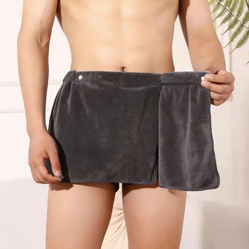 Mens Adjustable Microfiber Bath Wrap Towel - Quick Dry Shower & Spa Cover Up