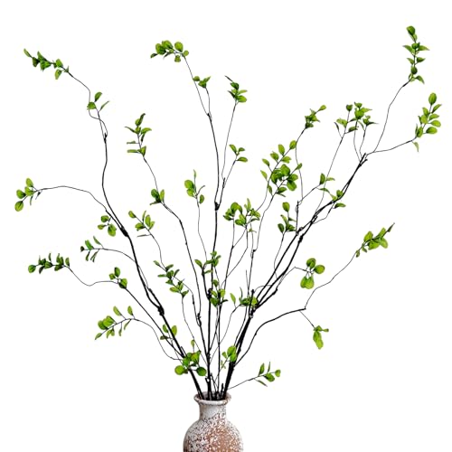 47-Inch Artificial Ficus and Eucalyptus Stems - 4 Pack Faux Greenery