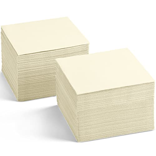 BloominGoods 5" x 5" Cream Linen-Feel Disposable Cocktail Napkins (Pack of 200)