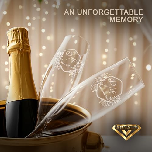 Personalized Champagne Flutes Set for Weddings & Anniversaries - Custom Gift for Couples