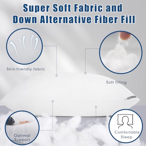 Piwaal Luxury Down Alternative Bed Pillows - Standard Size, Set of 2