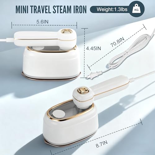 Portable Travel Garment Steamer, 1200W Mini Handheld Iron with Rotatable Handle