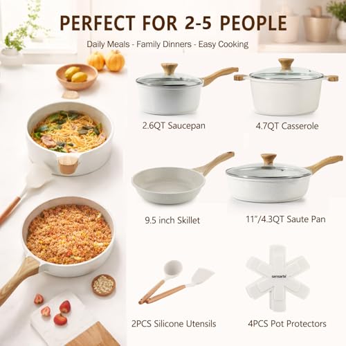 13-Piece Nonstick Ceramic Cookware Set - Non-Toxic Pots and Pans Set