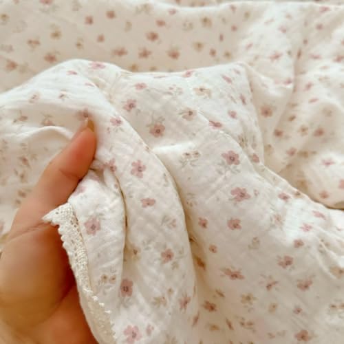 Floral Print Muslin Cotton Kids Quilt - Lightweight Toddler Blanket 60x78