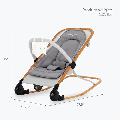 2-in-1 Baby Rocker and Stationary Seat with Vibration and Music, Grey