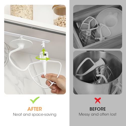 Metal Stand Mixer Attachment Holder - 4-Hook Under-Cabinet Organizer