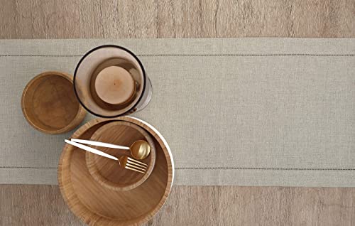 Solino Home Natural Linen Table Runner 14x120 Inches, 04 Natural Variation