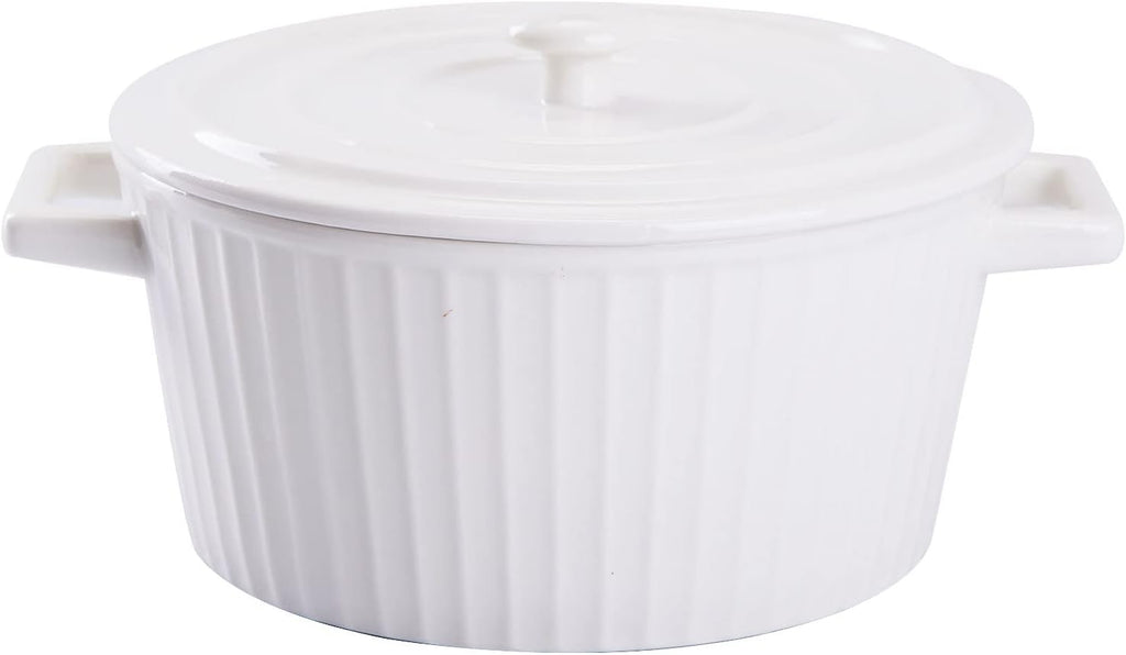 WHJY Ceramic Casserole Dish - Colorful 1 Quart Bakeware with Lid for Oven Use