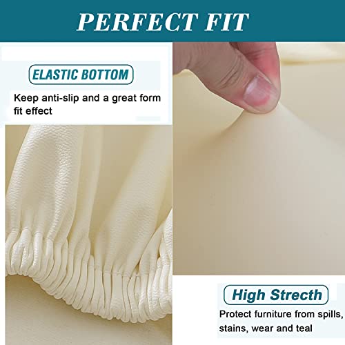 Stretch Waterproof Bar Stool Covers with Backs - 2 Pack, Beige