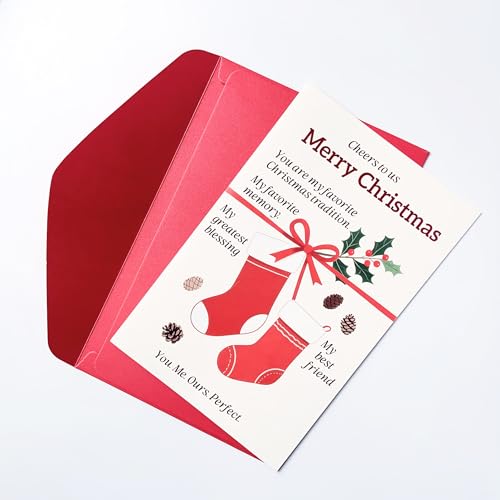 KT-019 Romantic Christmas Card for Wife & Husband - Cheers to Us Greeting Card with Envelope