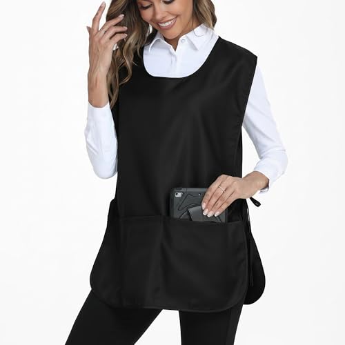Unisex Cobbler Apron with 3 Deep Pockets, Adjustable Smock Vest