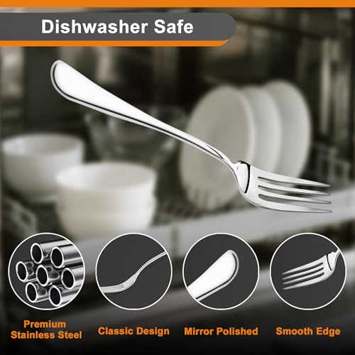 16-Piece Stainless Steel Dinner Fork Set, 8-Inch Mirror Polished Flatware